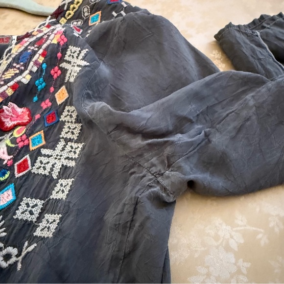 Johnny Was Gray Tunic with Multicolor Embroidery - Picture 14 of 16